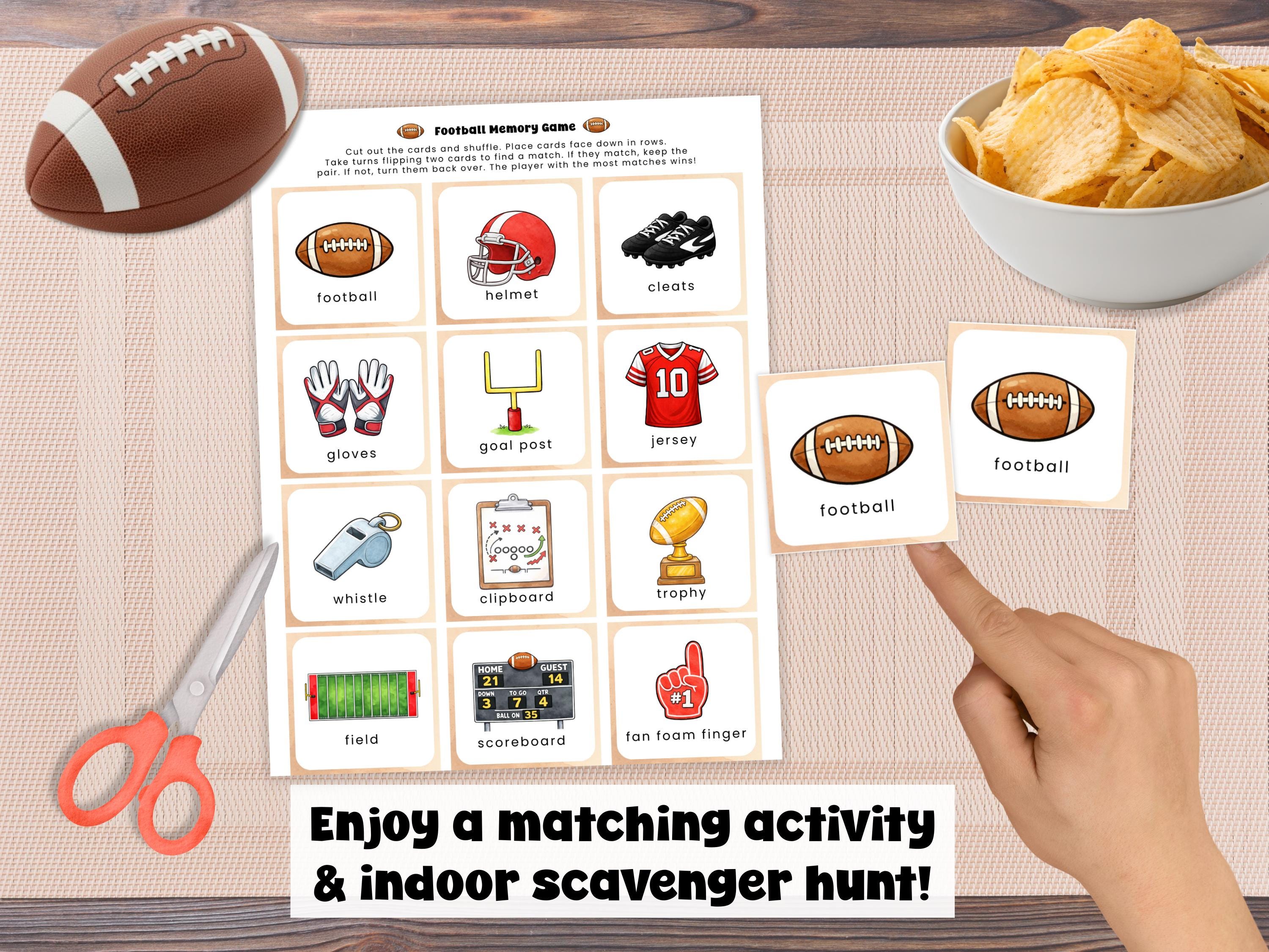 Football Memory Game Printable for Kids | Matching Game Activity ...
