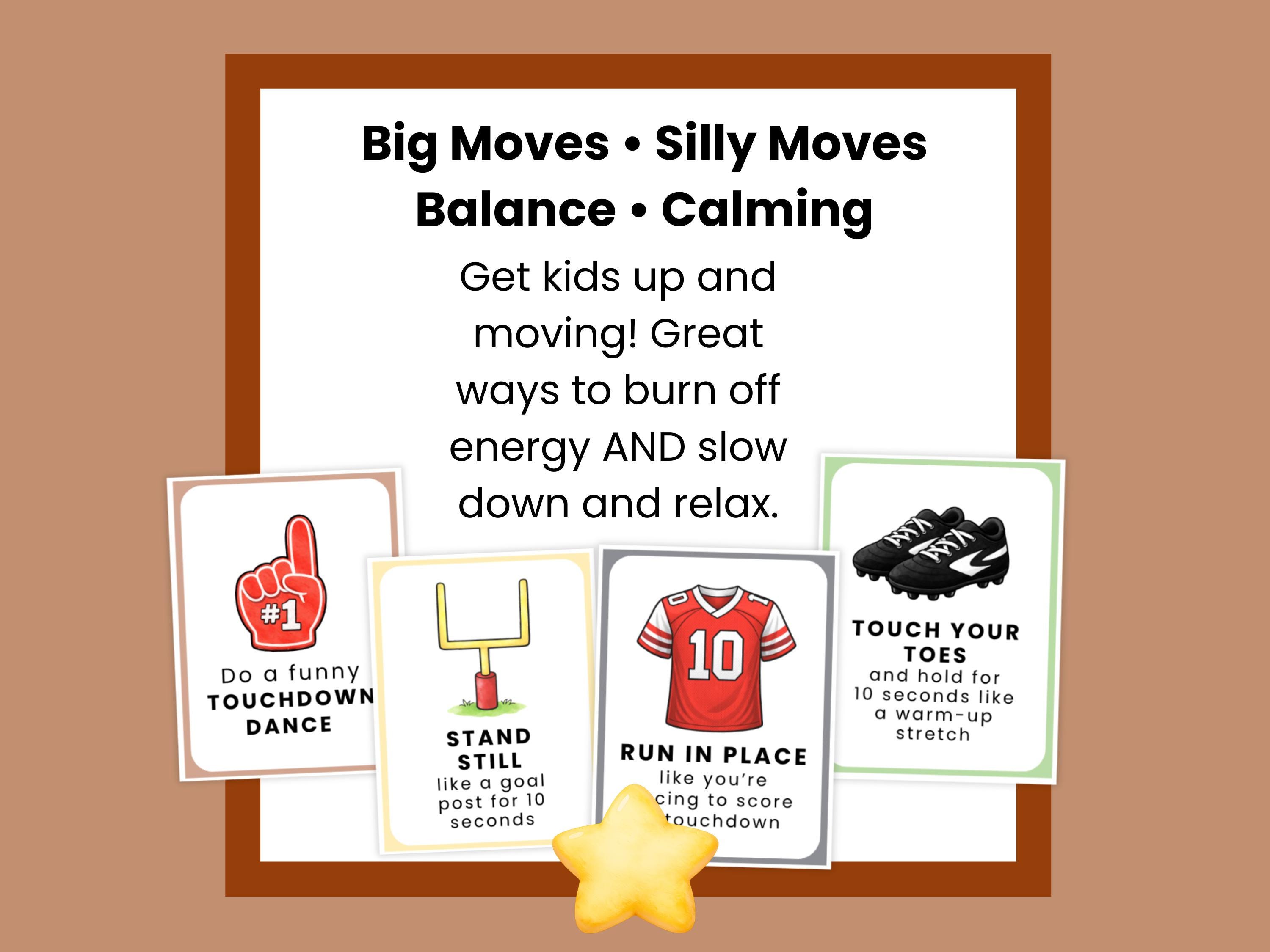 Football Movement Cards for Kids | Fun Brain Breaks & Indoor Recess ...