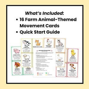 Cartes de déplacement des animaux de la ferme pour enfants | Pauses cerveau | Activités motrices globales | Jeu de classe de maternelle préscolaire image 5