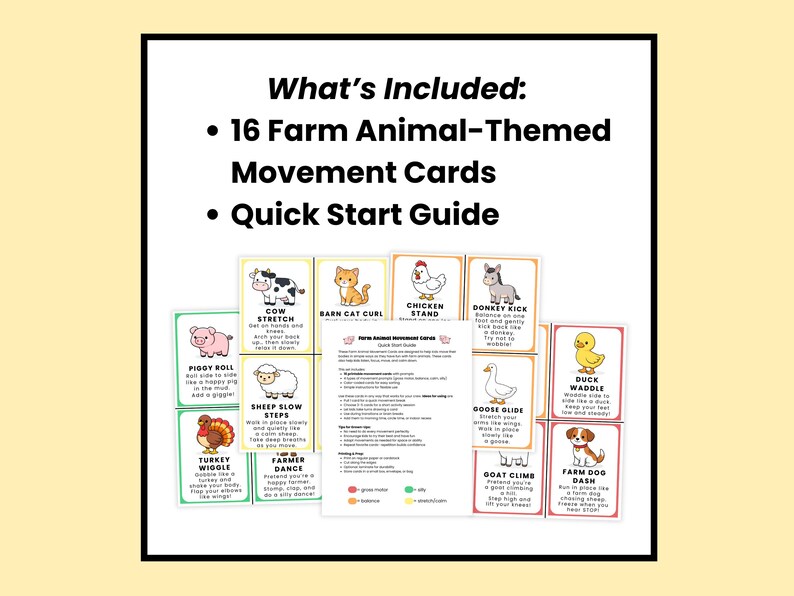 Cartes de déplacement des animaux de la ferme pour enfants | Pauses cerveau | Activités motrices globales | Jeu de classe de maternelle préscolaire image 5