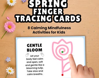 Spring Finger Tracing Cards, Mindfulness Activity for Kids, Calm Down Sensory Tool, Breathing Exercise Printable