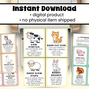 Cartes de déplacement des animaux de la ferme pour enfants | Pauses cerveau | Activités motrices globales | Jeu de classe de maternelle préscolaire image 6
