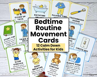 Bedtime Routine Movement Cards for Kids | Life Skills Activities | Brain Breaks | Preschool & Toddler