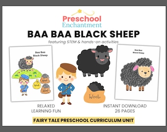 Vorschul-Lehrplan | Baa Baa schwarze Schafe | Kinderreim-Studium mit STEM & praktischen Aktivitäten | Buchstabe I