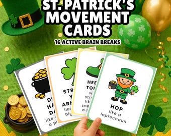 St. Patrick's Day-bewegingskaarten voor kinderen | Hersenbreuk en grove motoriek | Activiteit binnen in de nis