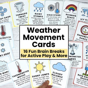 Weather Movement Cards for Kids | Brain Break Cards | Circle Time Activities | Classroom & Homeschool Activity
