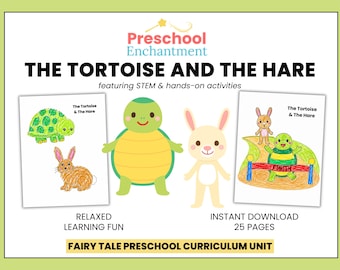 Vorschul-Lehrplan | Die Schildkröte und der Hase | Fable Einheit Studie mit STEM & praktische Aktivitäten | Buchstabe H
