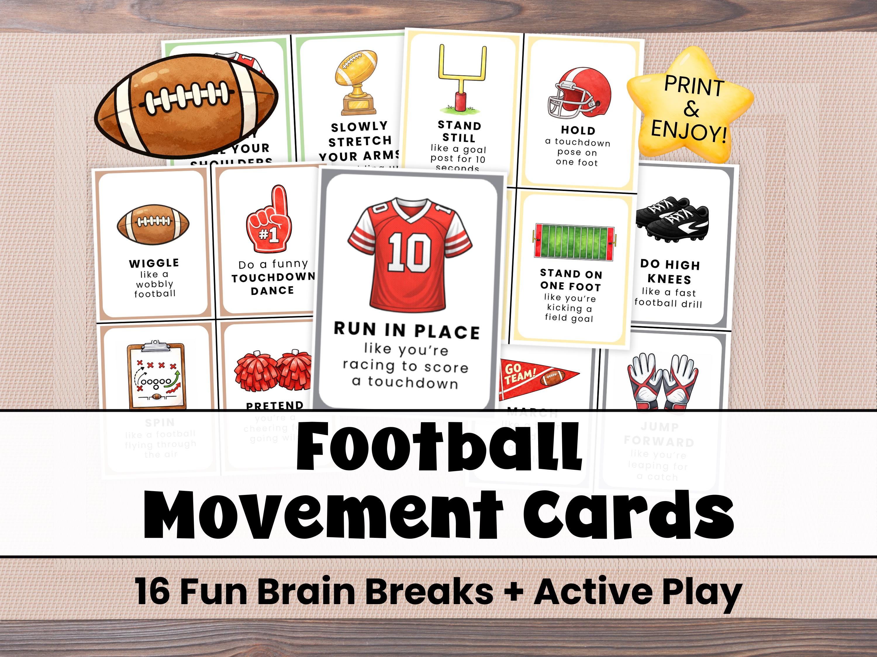 Football Movement Cards for Kids | Fun Brain Breaks & Indoor Recess ...