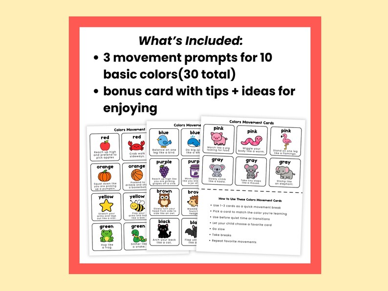 Colors Movement Cards for Preschool & Kindergarten | Color Gross Motor Activities | Brain Breaks for Kids image 5
