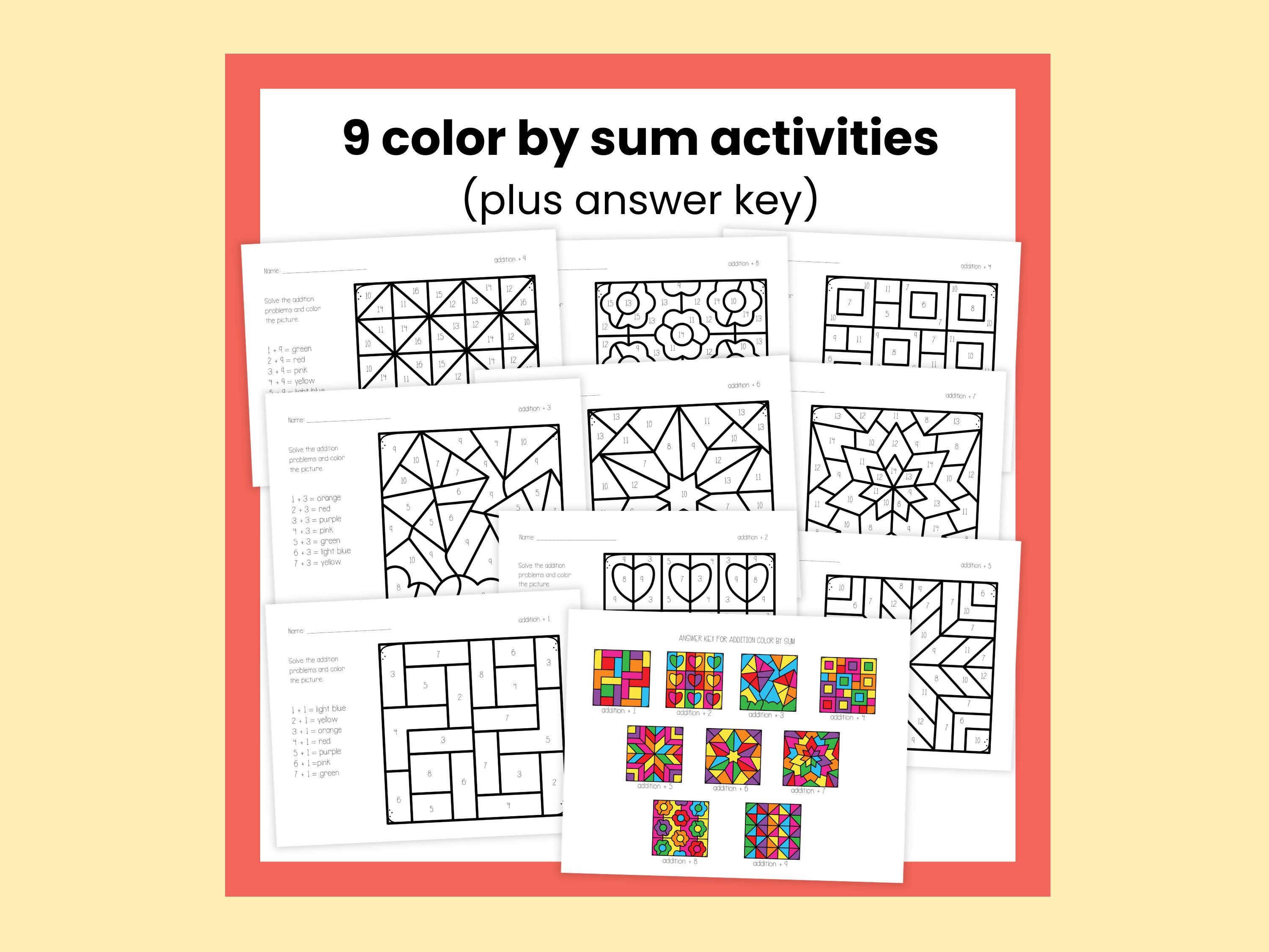 Sum Activity Addition Activities for Preschool & Kindergarten | Fun Math Worksheets ...