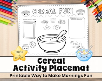 Getreide Tischset für Kinder | Morgen Getreide Malmatte | Wiederverwendbar Frühstück Spaß