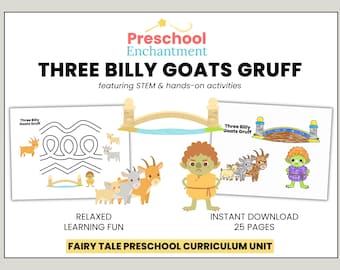 Vorschul-Lehrplan | Drei Geißböcke Gruff | Fairy Tale Einheit Studieren mit STEM & praktischen Aktivitäten | Buchstabe G