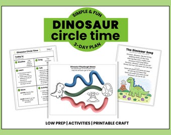 Dinosaur Circle Time Activities | Morning Meeting, Summer Theme, Printable Craft, Homeschool Preschool
