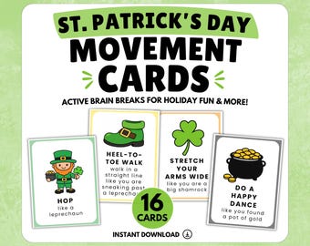 St. Patrick’s Day Movement Cards for Kids | Brain Breaks & Gross Motor Activities | Indoor Recess Activity