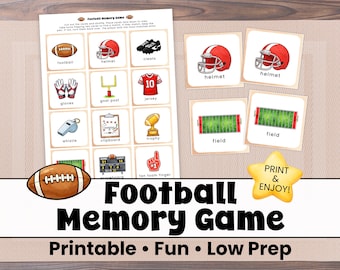 Juego de memoria de fútbol imprimible para niños / Actividad de emparejamiento / Diversión en el aula y la educación en casa
