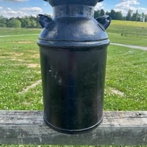 Vintage Black Milkcan Old milk cow farmhouse decor antique milk products milk commerical advertising all things milk and milk can milkcan