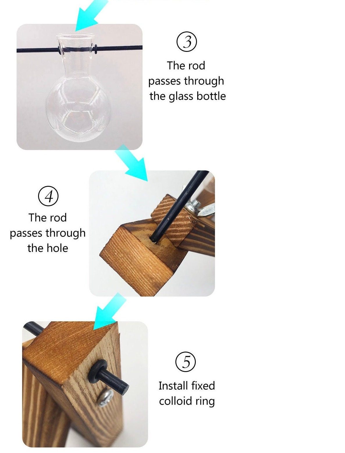 Wooden Swing Stand Hydroponic Plant Container Glass Vase, Glass Bulb