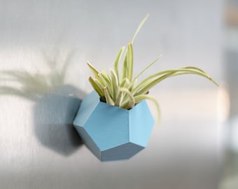 Geometric Magnetic Planter: Modern Air Plant Holder, Office Decor