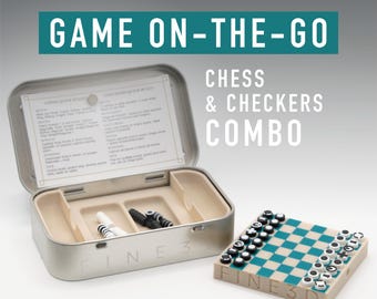 Combo Magnetic Chess & Checkers Set in Altoids Tin | Portable Mini Game | Custom Engraved Pocket Game | Wintergreen Limited Edition