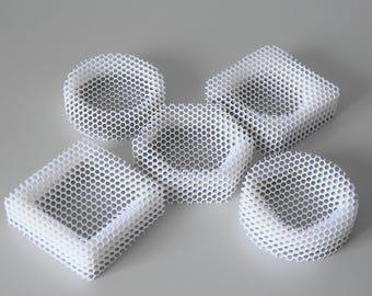Modern Honeycomb Drop Tray | 3D Printed Catch-All Bowl | Geometric Desk Organizer