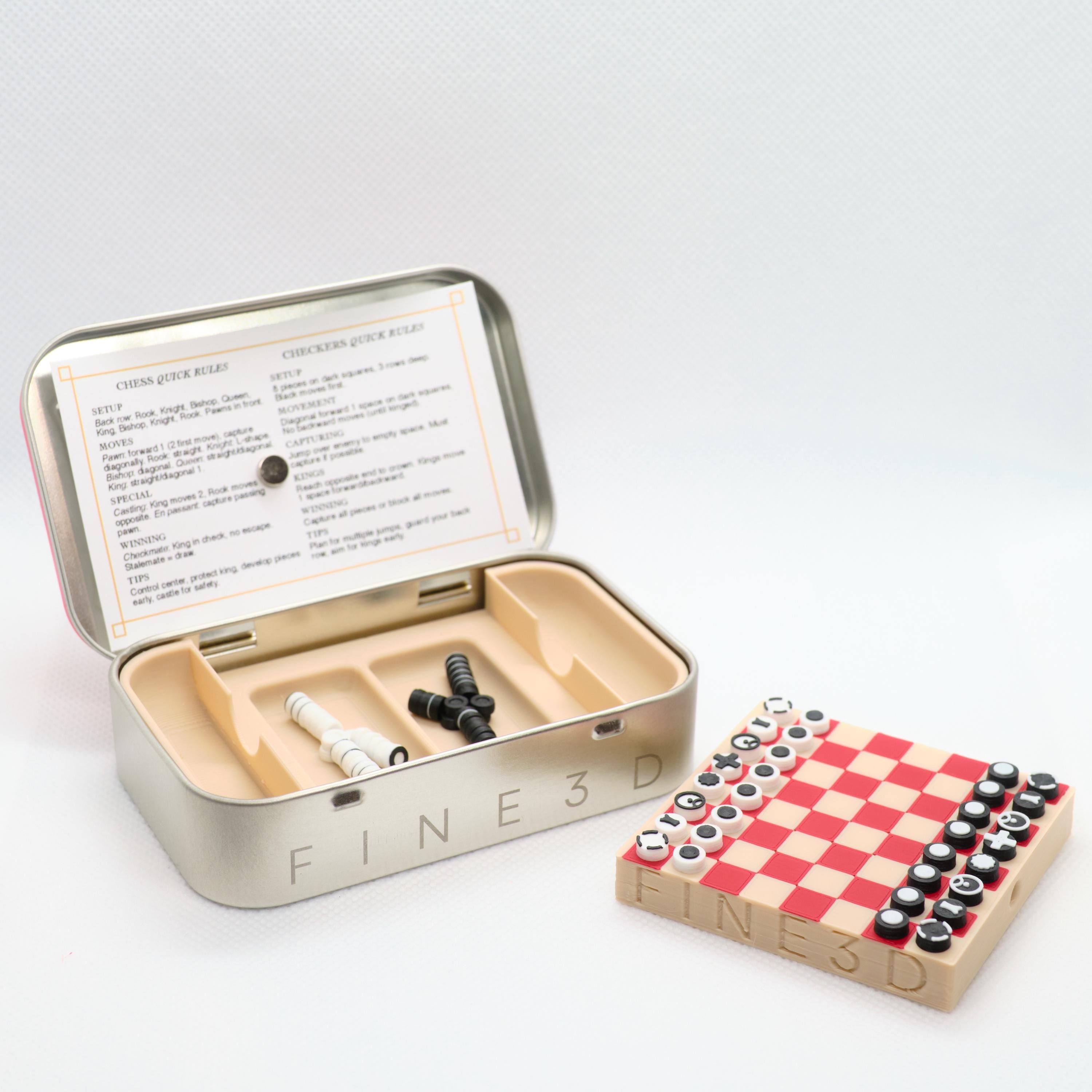 Magnetic Chess & Checkers Set: Portable Peppermint Altoids Tin