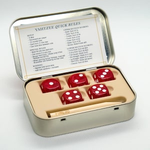 Altoids Tin Yahtzee Set: Portable Pocket Dice Game, Custom Engraved
