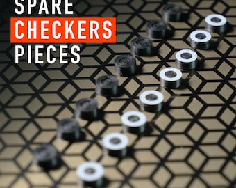 Replacement Checker Pieces - 3D Printed Chess and Checkers Game Pieces - Black or White Sets Available - Board Game Spare Parts