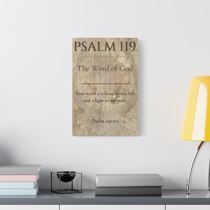 Psalm 119 Leinwand • Lampe zu meinen Füßen Schrift Wandkunst • Stein Textur Bibel Vers Dekor • Christliches Geschenk