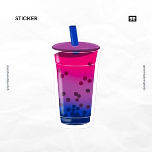 BISEXUAL Boba Sticker, Bi Pride Sticker, Boba Sticker, Queer, Gender | 2 inch, 3 inch, 4 inch, 6 inch