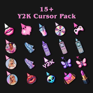 15+ Y2K Aesthetic Cursor Pack | Pixel Art Cursors | 128x128 | CUR Files