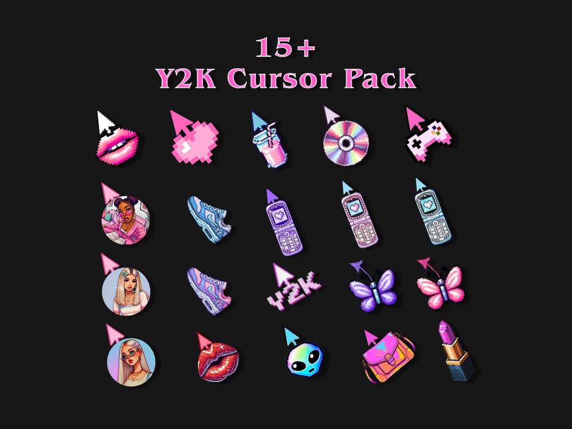 15+ Y2K Aesthetic Cursor Pack | Pixel Art Cursors | 128x128 | CUR Files ...