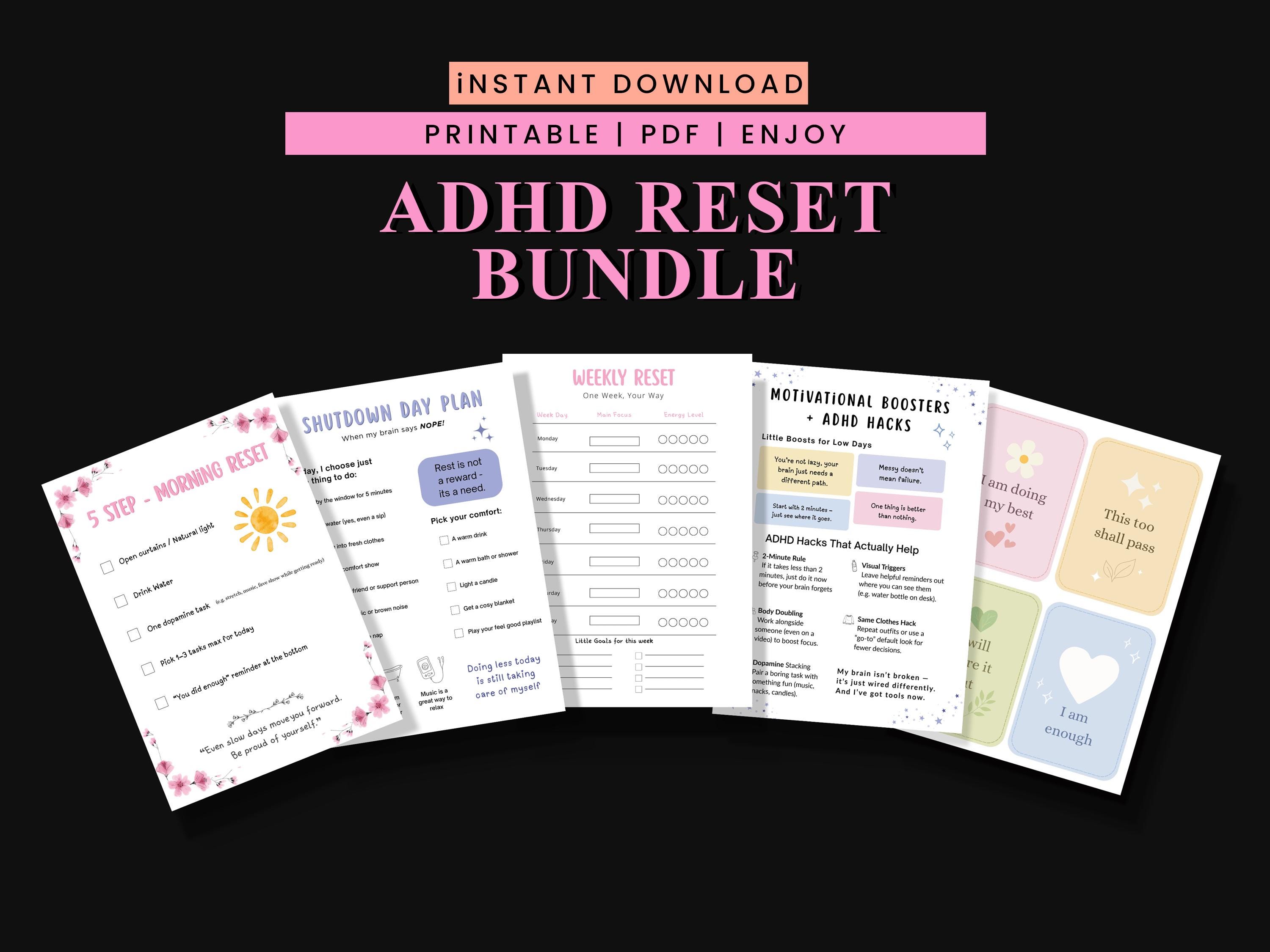 ADHD Reset Bundle | Printable | PDF | Digital Download | Journal Page ...