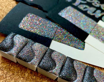 Disco Duo Handmade Watercolor – Rainbow Holo Glitter, Mica-Based - 2 colors in one split pan.