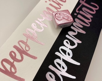 Peppermint Pink Shimmer Mica-Based Metallic Handmade Watercolor Half Pan