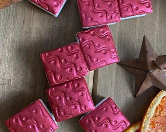 Winterberry Red Shimmer Mica-Based Metallic Handmade Watercolor Half Pan