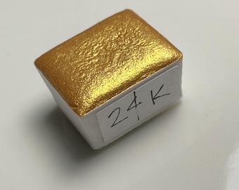 24K Gold Shimmer Mica-Based Metallic Handmade Watercolor Half Pan