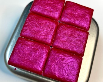 Vixen Fuchsia Shimmer Mica-Based Metallic Handmade Watercolor Half Pan