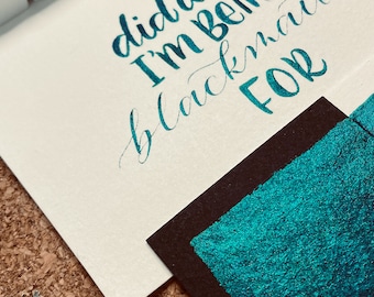I Did What I'm Being Blackmailed For Deep Emerald Teal Shimmer Mica-Based Metallic Handmade Watercolor Half Pan