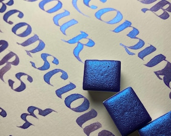 GOOD JOB... Purple/Blue Shifter Shimmer Mica-Based Metallic Handmade Watercolor Half Pan