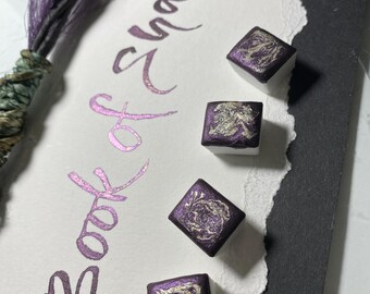 Book Of Shadows Purple with Gold Sparkles Shimmer Mica-Based Metallic Handmade Watercolor Half Pan