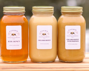 3 lb Jar, Minnesota Wildflower Honey Liquid Raw Honey Creamed Honey Propolis Honey Raw Unfiltered Organic Unpasteurized Honey Christmas gift