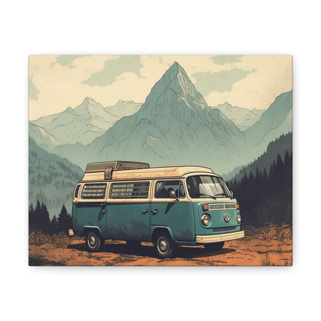 Mountain Wall Art Camper Van Canvas Home Decor Landscape Etsy