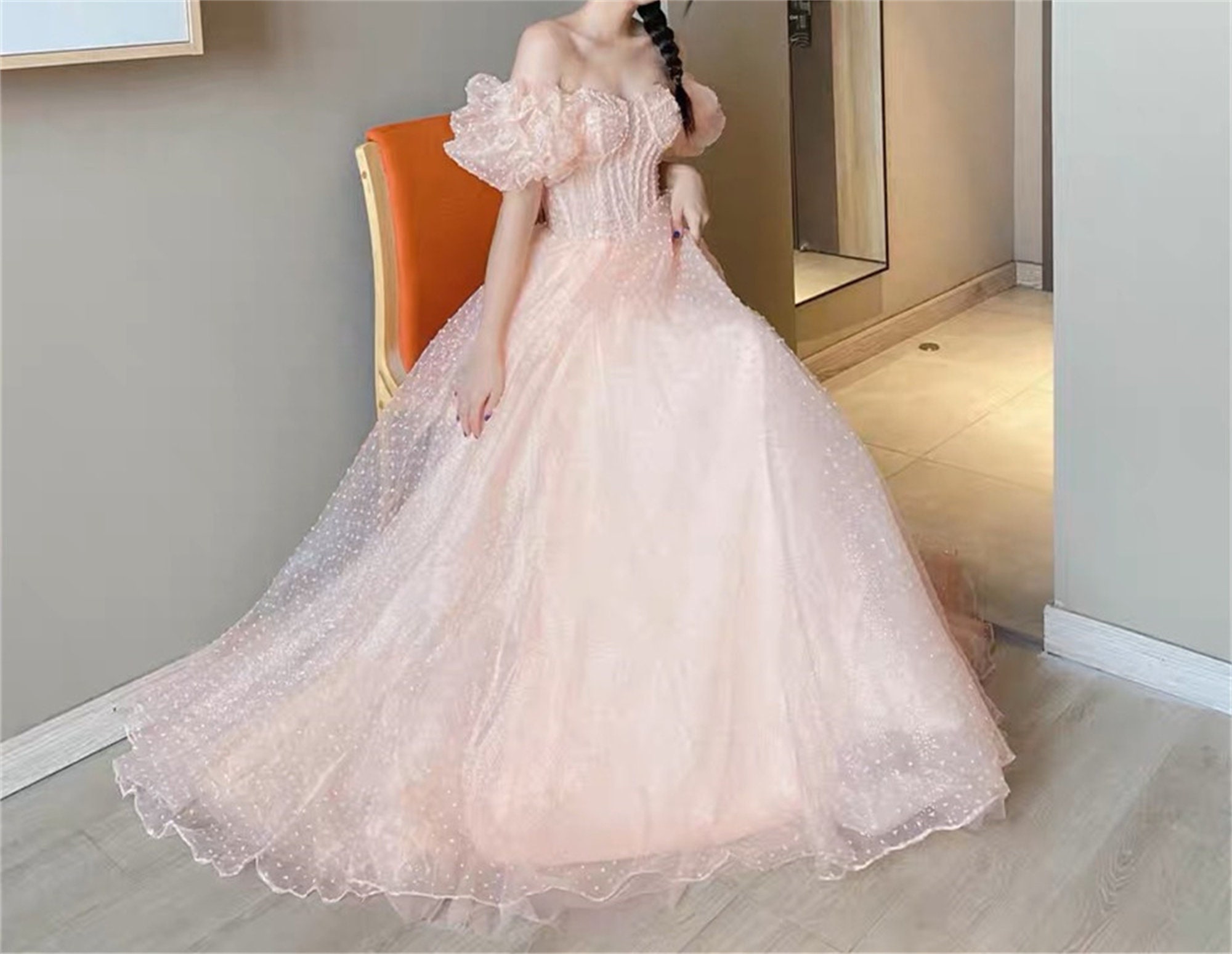 Custom Made Pink Tulle with Cloud A Line Prom Dresses Adjustable Ribbon  Shoulder Straps Ankle Length Homecoming Party Gowns 2022 - AliExpress