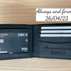 Personalized Leather Mens Wallet, Handwriting Custom Slim Wallet, Gift For Him/Husband/Dad/ Son/Boyfriend/Birthday/Anniversary/Fathers Day