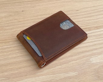 Personalized Leather Men's Minimalist Wallet, Handwriting Custom Slim Wallet Gift For Him/Husband/Dad/Son/ Anniversary/Birthday/Fathers Day