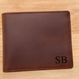 Personalized Leather Men's Wallet, Handwriting Custom Slim Wallet, Gift For Him/Husband/Dad/ Son/Boyfriend/ Birthday/Anniversary/Fathers Day