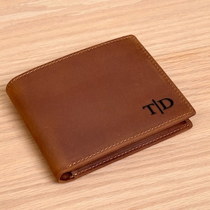 Personalized Leather Men's Wallet, Handwriting Custom Slim Wallet, Gift For Him/Husband/Dad/ Son/Boyfriend/ Birthday/Anniversary/Fathers Day