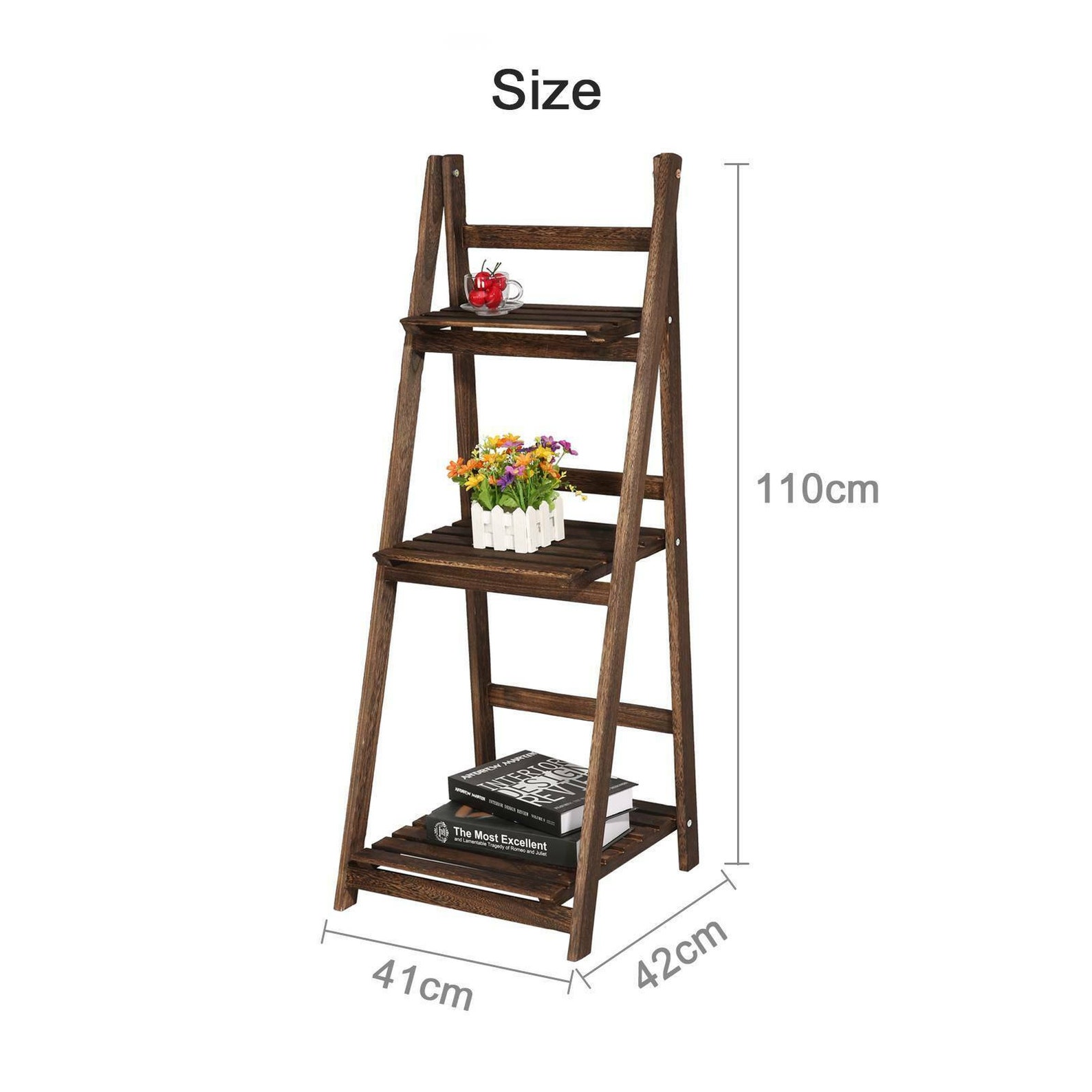 Foldable Wooden Ladder Plant Shelf Ladder 3 Tier Wooden Etsy