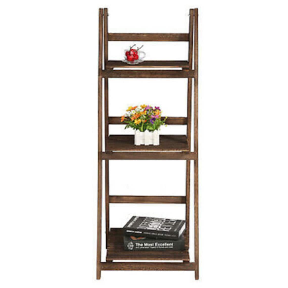 Foldable Wooden Ladder Plant Shelf Ladder 3 Tier Wooden Etsy