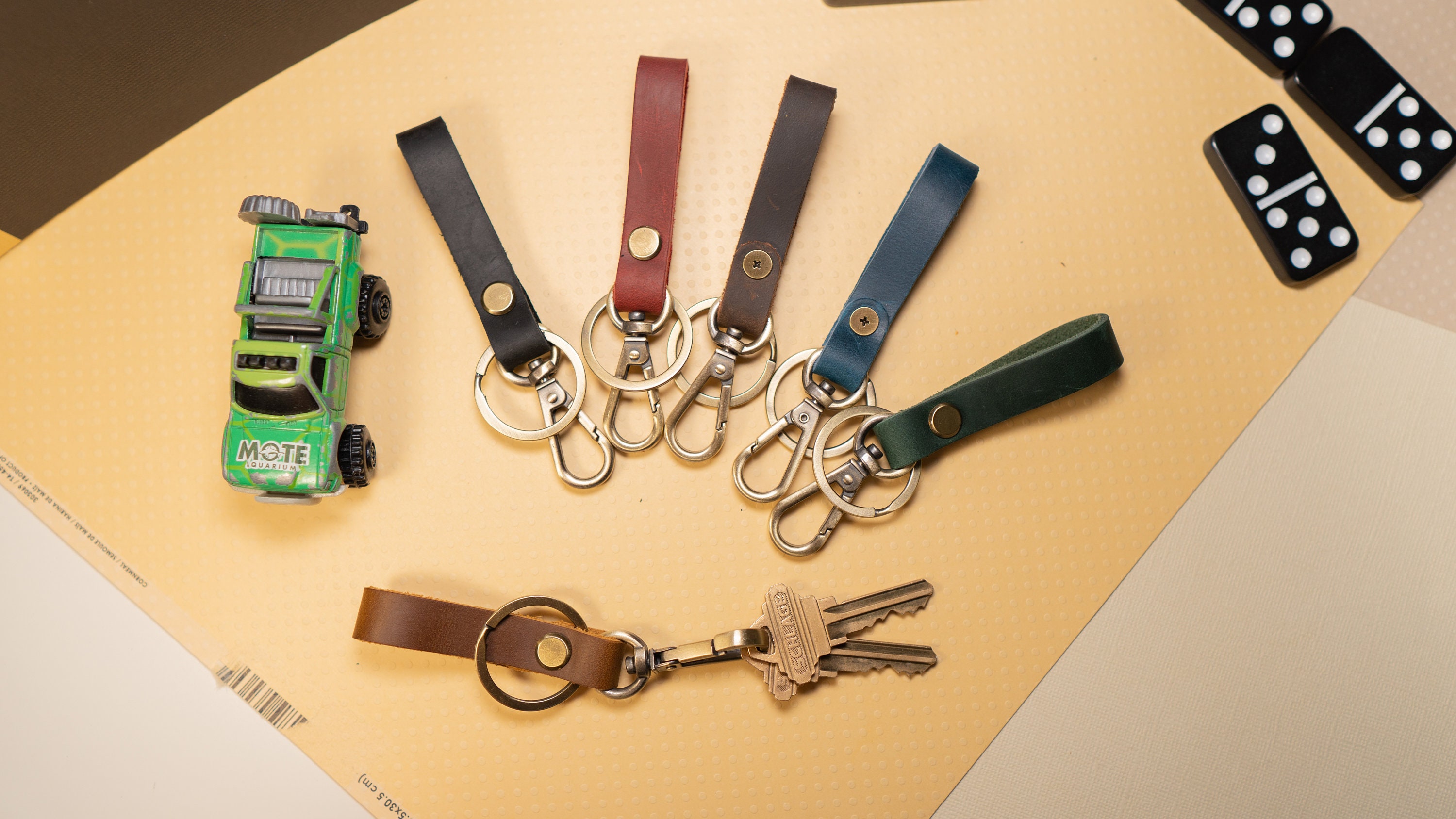 Handmade Leather Keychain, Minimalist Key Holder, Engraved Keychain ...